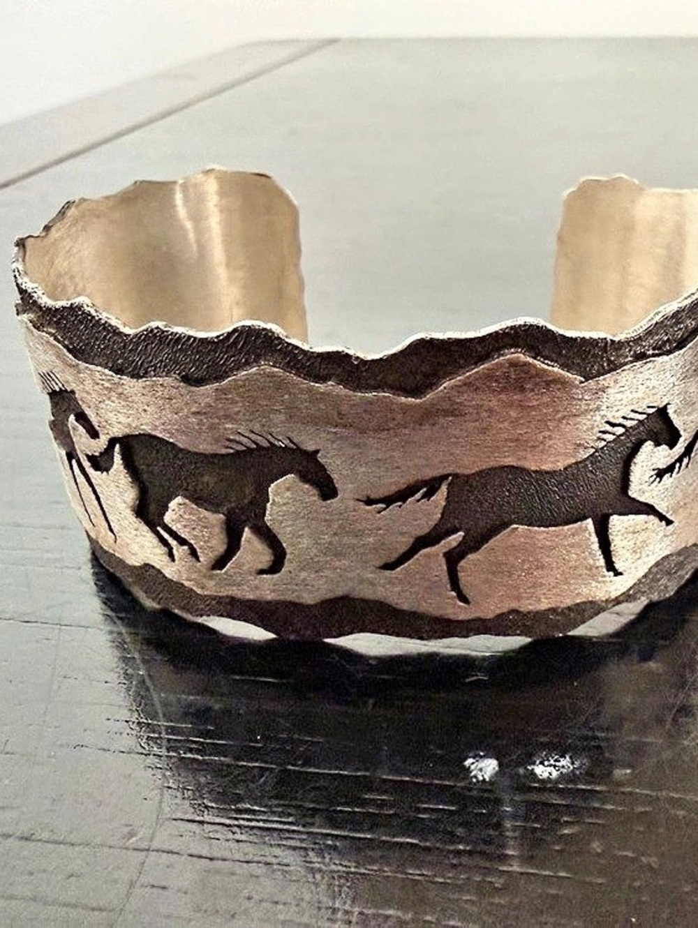 Running Horses Sterling Silver Cuff Bracelet